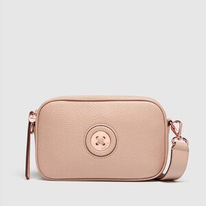 NWB MIMICO Mim-Mazing Crossbody Leather Bag Almond Beige Nude